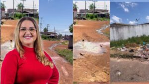 Esgoto a céu aberto, lama e buracos mostram abandono de Valciléia Maciel em Manacapuru