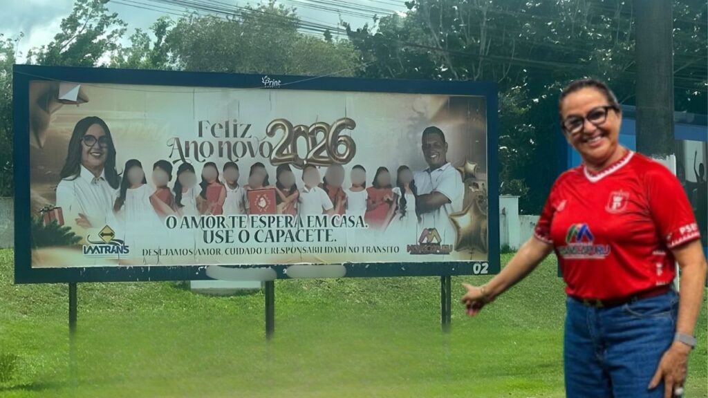 Valciléia é notificada por patrocinar outdoor com a própria foto na entrada de Manacapuru Valciléia transforma Manacapuru em outdoor pessoal e vira alvo do MPAM