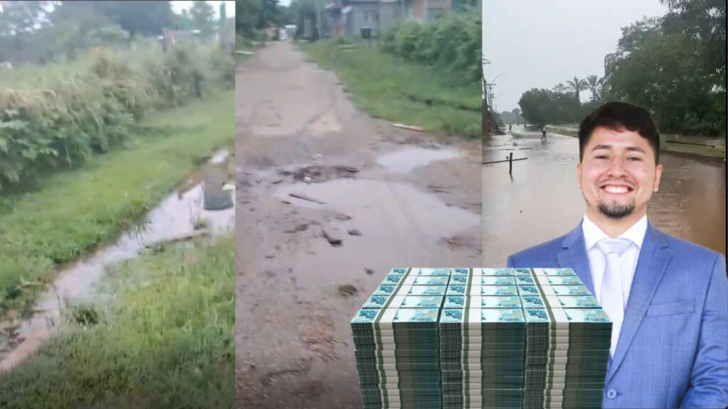 Matulinho Braz gasta R$ 2,5 milhões em asfalto, mas ruas da Caapiranga estão só mato, buraco e lama
