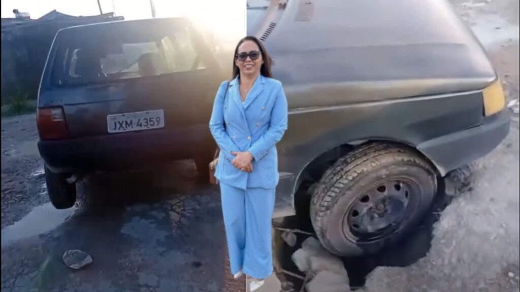 Socorrinha paga R$ 3,6 mi em pavimentação, mas buraco ‘engole’ carro em Rio Preto da Eva Socorrinha Nogueira paga R$3,6 mi em pavimentação, mas vídeo mostra carro engolido por buraco