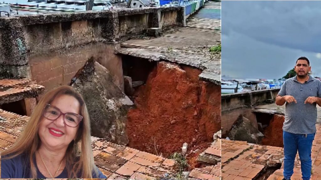 Valciléia torra R$ 2,9 milhões em pavimentação enquanto cratera engole calçada em Manacapuru