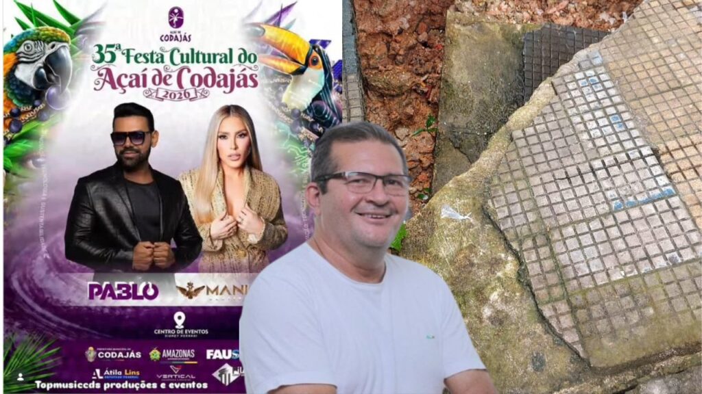 Tonho gasta R$ 1,2 milhão na Festa do Açaí enquanto buraco “engole” cartão postal em Codajás