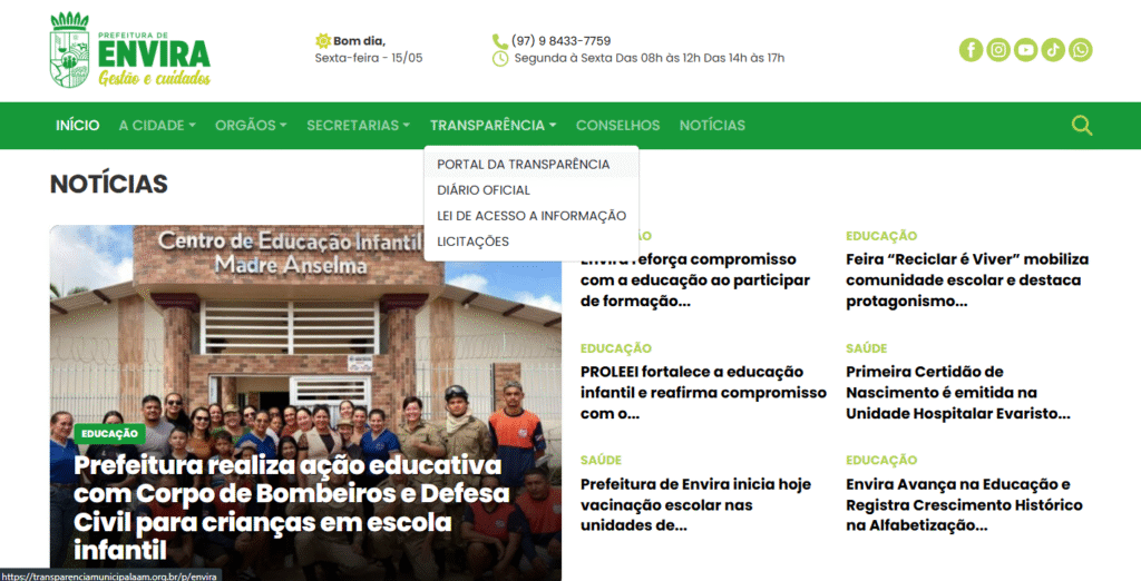 A transparência do site da gestão de Ivon Rates está envolvida em polêmica. Foto: Reprodução