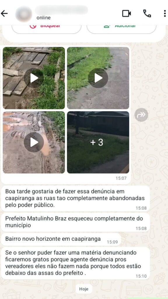 Gestão de Matulinho é criticada por moradores. Foto: Reprodução