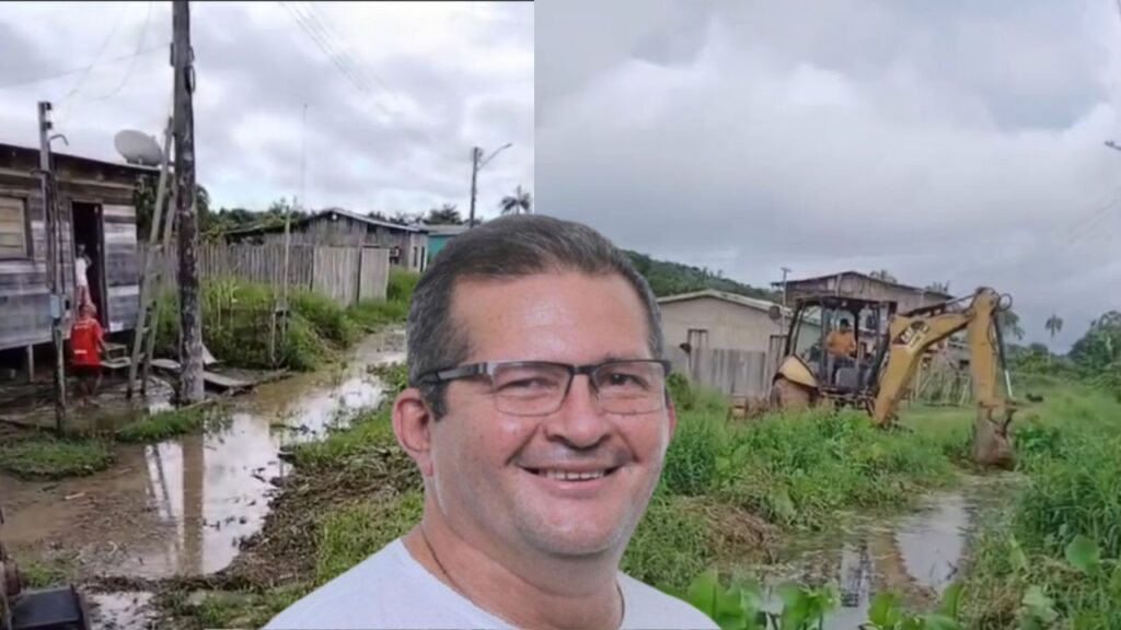 Moradores usam retroescavadeira para sair da lama após Tonho pavimentar única rua por R$ 2 milhões