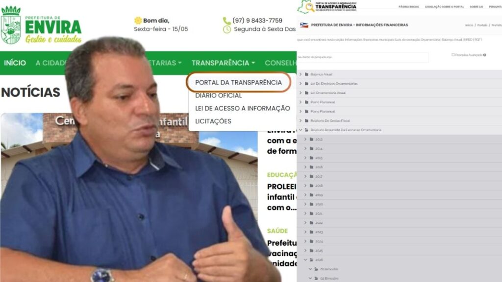 A transparência do site da gestão de Ivon Rates está envolvida em polêmica.