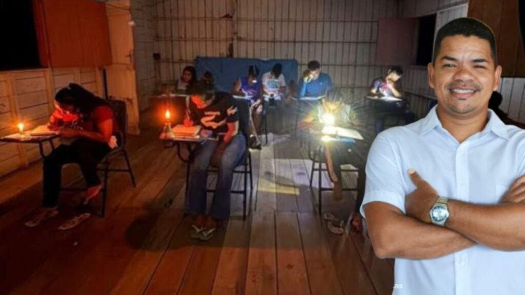 Prefeito de Juruá recebe R$ 8,4 MI do Fundeb, mas deixa escola na escuridão com lamparinas
