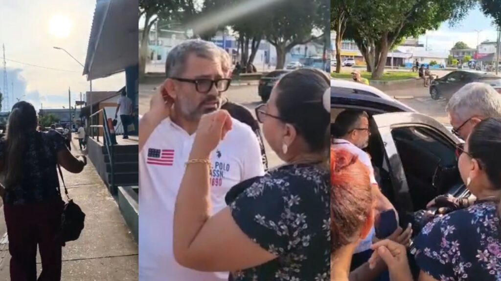 “Sua base está derretendo”: líder comunitária arrocha Augusto Ferraz na frente da Prefeitura de Iranduba