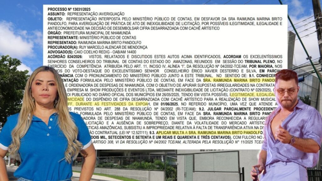 Marina Pandolfo é multada no valor de R$ 22 mil por falhas na transparência da contratação de Murilo Huff em Nhamundá Marina Pandolfo