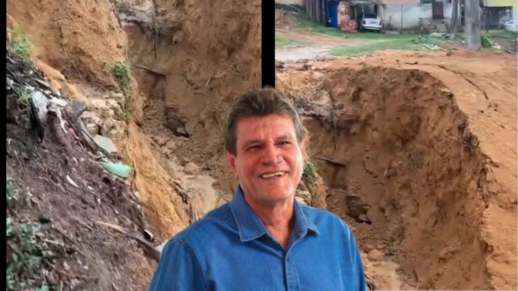 Cratera se abre em rua reparada há um mês pelo prefeito Fernandão